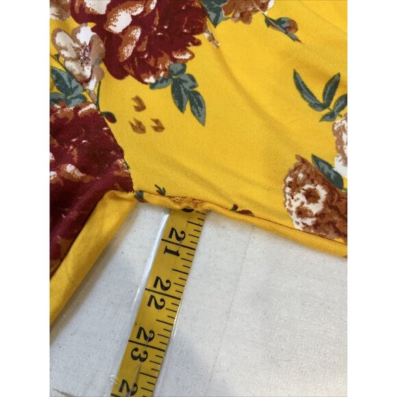 Bobbie Brooks Womens XL Floral Tunic Top Yellow & Burgundy - Picture 7 of 7
